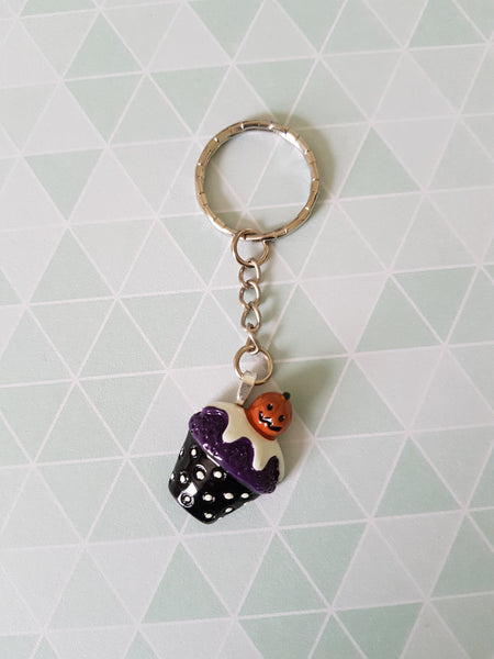 halloween cupcake keyring - pumpkin