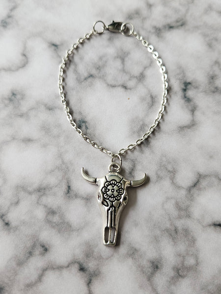 cow skull charm bracelet 