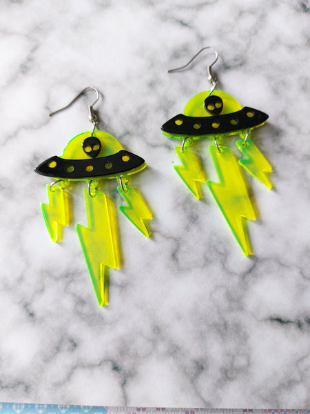 UFO lightening bolt earrings 