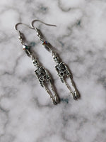 beaded skeleton earrings - silver/grey 