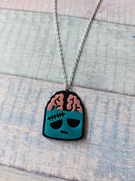 zombie brains necklace - blue 