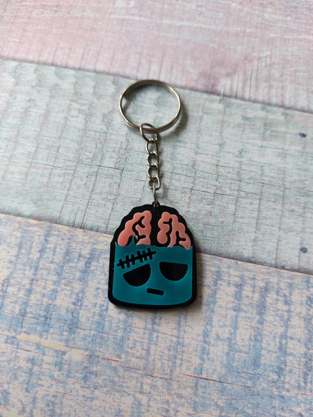 zombie brains keyring - blue