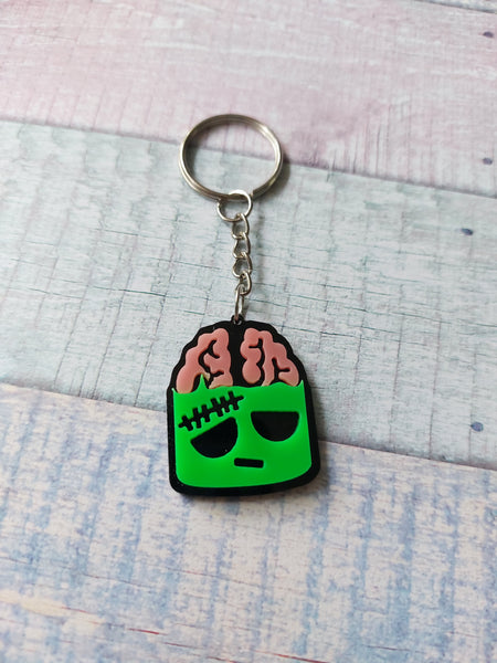 zombie brains keyring - green 