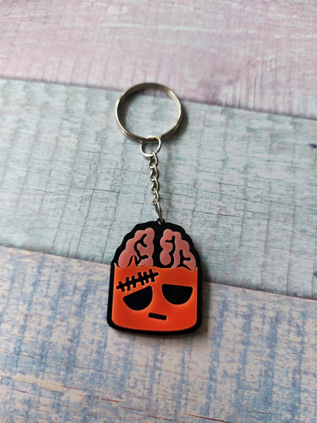 zombie brains keyring - orange 