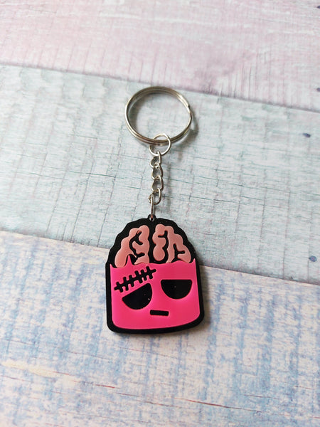 zombie brains keyring - pink 