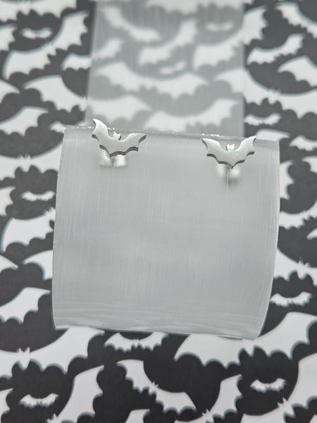 silver bat stud earrings