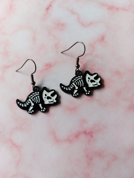 skeleton dinosaur earrings