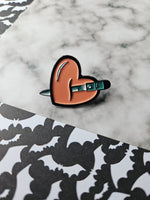 stabbed heart pin badge