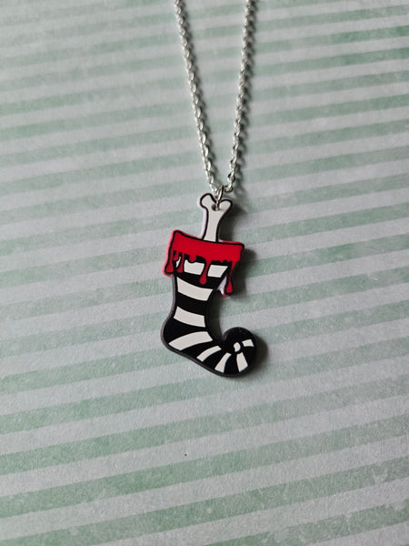 striped stocking necklace