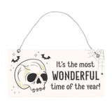 Most Wonderful Time of the Year Skull Hanging Sign