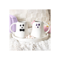 Mr and Mrs Boo Ghost Shaped Mug Set