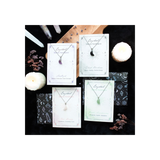 Green Aventurine Crystal Moon Necklace on Greeting Card