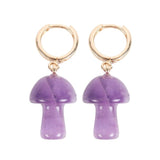 Amethyst Crystal Mushroom Earrings