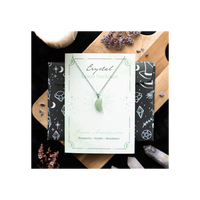 Green Aventurine Crystal Moon Necklace on Greeting Card