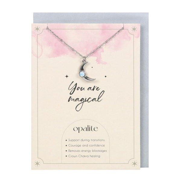 Opalite Crescent Moon Necklace Card