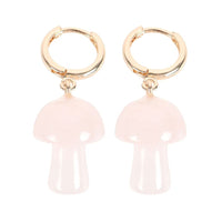 Rose Quartz Crystal Mushroom Earrings