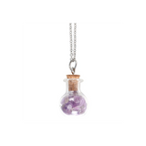 Calming Amethyst Crystal Chip Potion Bottle Necklace