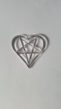 50mm acrylic heart pentagram pendant - silver (mirror) 