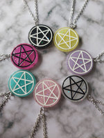 glitter pentagram necklaces