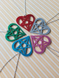 glitter heart pentagram necklaces