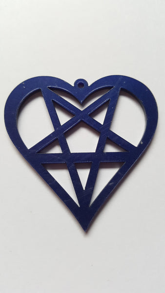 50mm acrylic heart pentagram pendant - dark blue