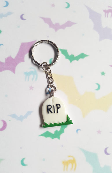 RIP gravestone keyring 