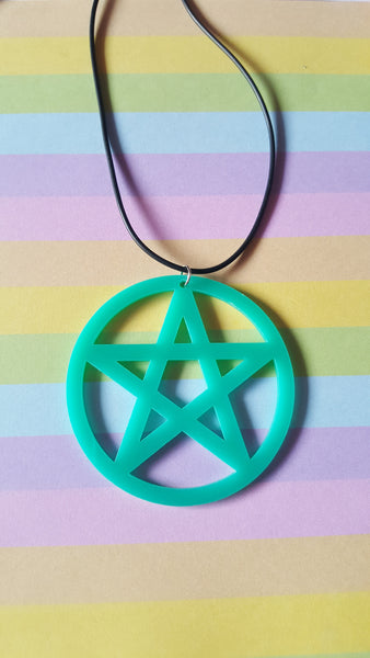 pentagram necklace - aqua