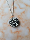 glitter pentagram necklace - black