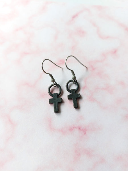 black cross earrings 