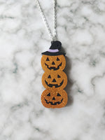 glitter pumpkin stack necklace