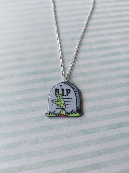 zombie necklace - gravestone 