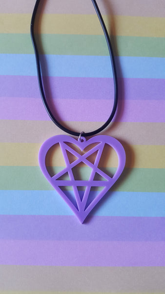 heart pentagram necklace - lilac 