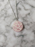 glitter pentagram necklace - pale pink 