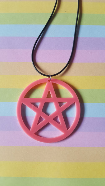 pentagram necklace - pink