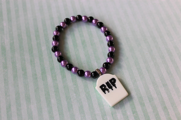 beaded gravestone bracelet - purple 