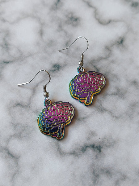 rainbow brain earrings 