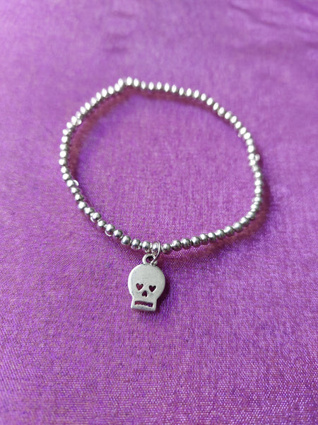 beaded skull charm bracelet 