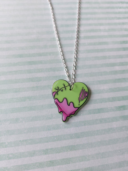 zombie necklace - stitched heart 