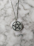 glitter pentagram necklace - white