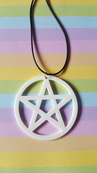 pentagram necklace - white