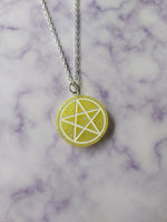 glitter pentagram necklace - yellow 